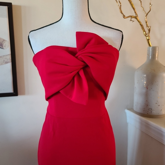 Aqua Dresses & Skirts - 🔥 Aqua Red Bow Strapless Evening Gown